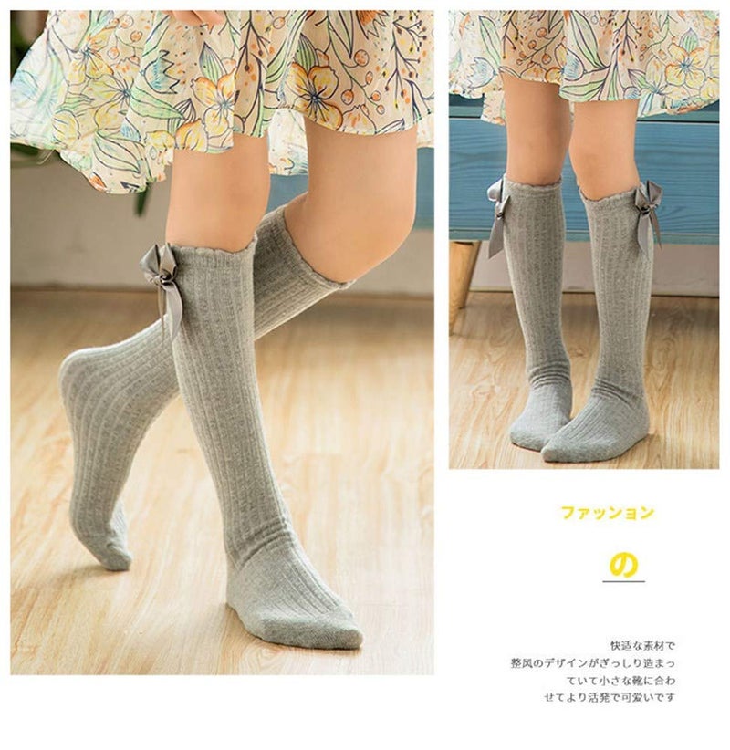 Toptim Little Girl's Knee High Socks Over Calf Kids Overknee Stockings Bow Style 3-12T(Bow2-5Piars) - Image 5